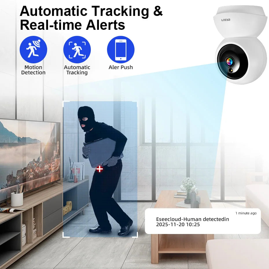 Tuya Smart WiFi IP Pets Camera Home Security Dog Cats Camera 4K 8MP HD Video Night Vision Surveillance AI Alerts Mini Camera