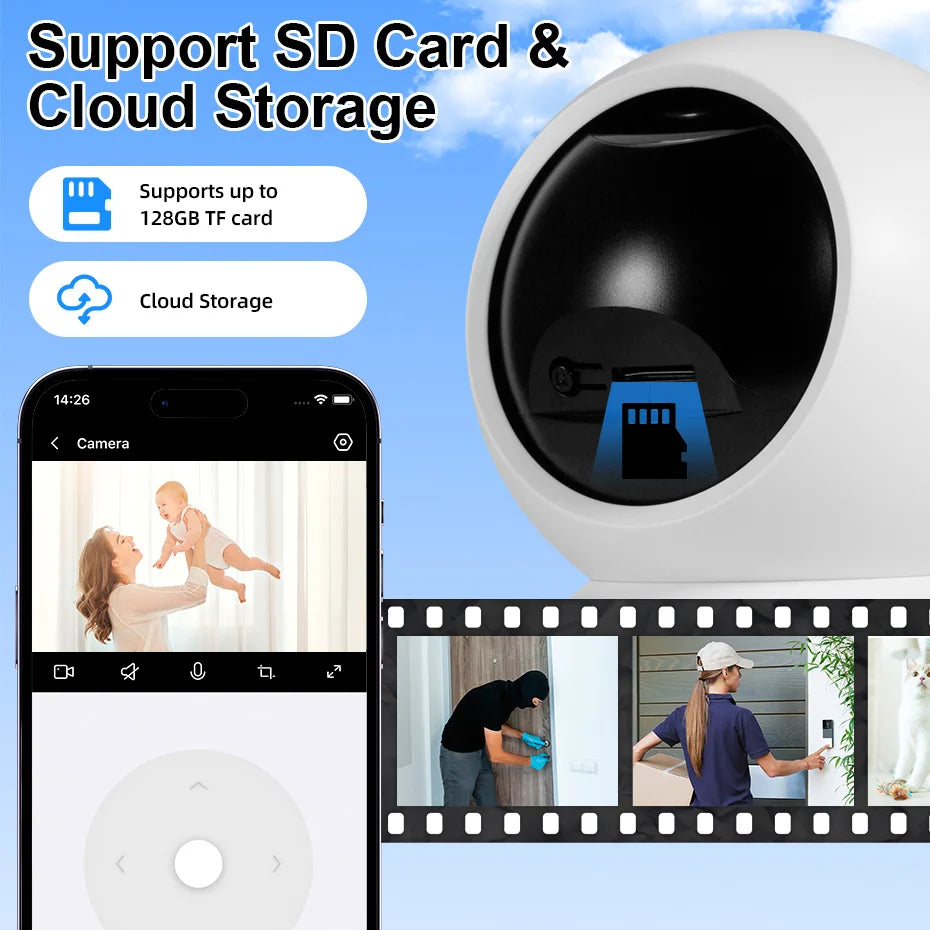 Tuya Smart WiFi IP Pets Camera Home Security Dog Cats Camera 4K 8MP HD Video Night Vision Surveillance AI Alerts Mini Camera